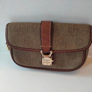 Dooney & Bourke Signature Wristlet Wallet with Brown Leather Trim